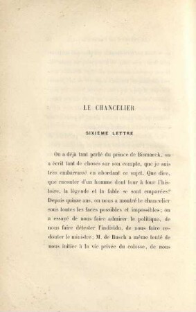 Le chancelier. Sixième lettre