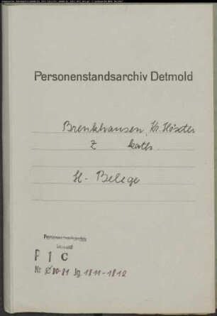 Belegakten zum Heiratsregister der katholischen Gemeinde Brenkhausen, Kreis Höxter (1811-1812)