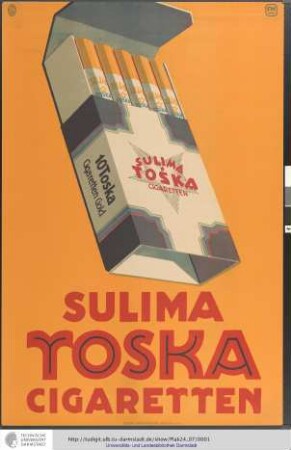 Sulima Toska Cigaretten. Dresden: Leutert & Schneidewind, [ca. 1918]
