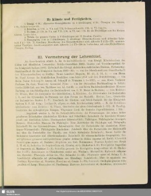 III. Vermehrung des Lehrmittel