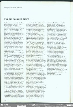 Für die nächsten Jahre : Formgestalter in der Industrie
