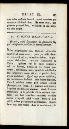 XL. C. Plinius Trajano Imp. S.