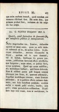 XL. C. Plinius Trajano Imp. S.