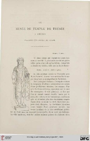 22: Le Musée du Temple de Thésée à Athènes : fragment d'un journal de voyage