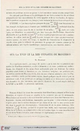 27: Sur la XVIIIe et la XIX e dynastie de Manéthon
