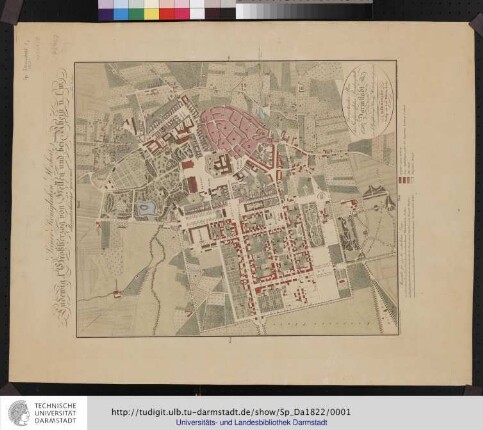 Geometrischer Plan der Großherzoglichen Residenzstadt Darmstadt.