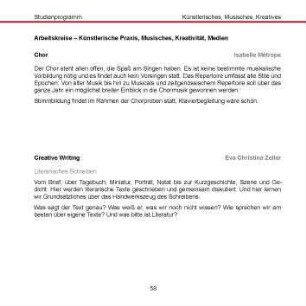 Arbeitskreise - Künstlerische Praxis, Musisches, Kreativität, Medien