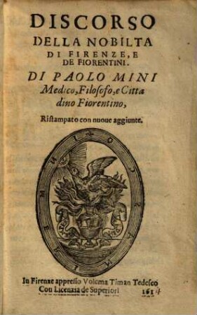 Discorso Della Nobilta Di Firenze, E De Fiorentini