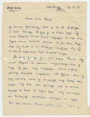 Handgeschriebener Brief von Ernst Röhm an seinen Neffen Robert Lippert - Personenkonvolut