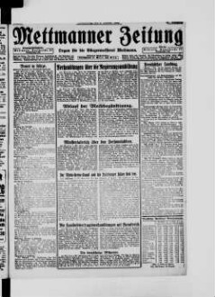 Mettmanner Zeitung. 1919-1940