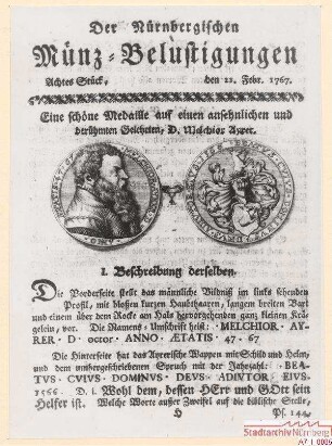 Medaille auf Dr. Melchior Ayrer