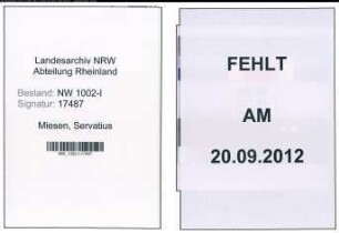 Entnazifizierung Servatius Miesen, geb. 20.07.1906 (Kaufm.Angestellter)