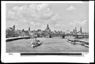 Dresden, Carolabrücke mit Bühlscher Terrasse, Frauenkirche, Residenzschloss und Katholischer Hofkirche