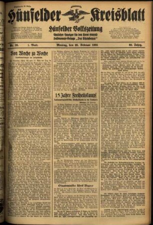 Erste Ausgabe vom Montag, den 25. Februar 1935.