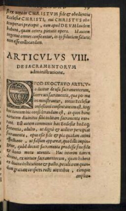Articulus VIII. De Sacramentorum administratione.