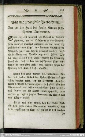 Acht und zwanzigste Beobachtung. Der um den Hals des faulen Kindes zugeschnürte Mutermund