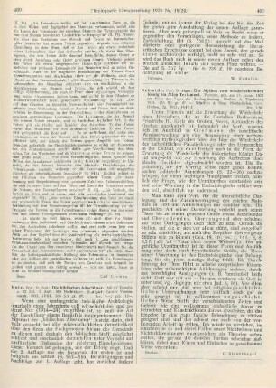 489-490 [Rezension] Volz, Paul, Die biblischen Altertümer. 2. Aufl. Mit Nachträgen