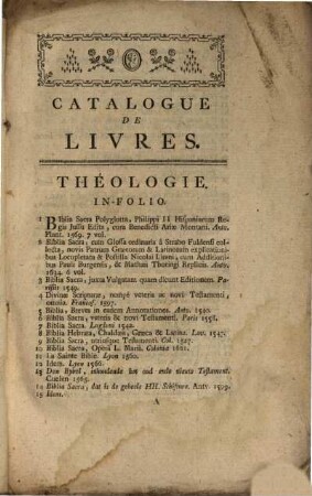 Catalogue Des Livres Des Bibliothèques Des Ci-Devant Jésuites Du College De Bruges : Dont la Vente se fera audit Collége le 7 Septembre 1778, & jours suivans ...