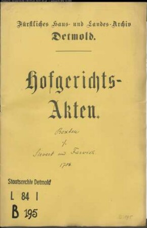 Bexten, Konduktor, Kinder Vormunde zu Horn gegen Christian Sievert modo Farwich zu Heidenoldendorf