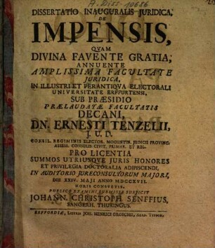 Dissertatio Inauguralis Iuridica, De Impensis