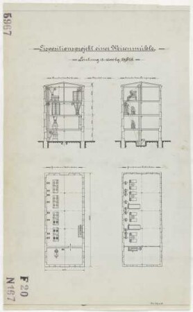 Technische Zeichnung : Dispositionsprojekt einer Weizenmühle[,] Leistung 15[000]-16000 kg / 24 Stunden