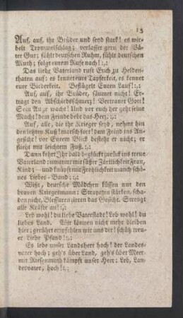 Auf, auf, ihr Brüder und seyd stark! es wirbelt Trommelschlag