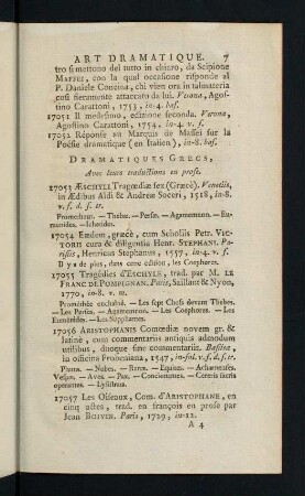 7-9, Dramatuques Grecs, Avec leurs traductions en prose
