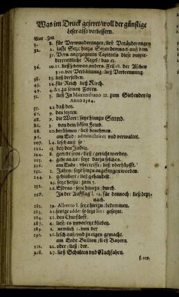 Was im Druck geirret/ woll der güsntige Leser also verbessern.