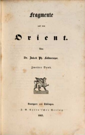 Fragmente aus dem Orient, 2. Band