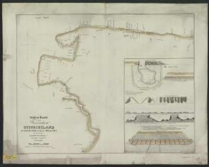 Karte der von der Sturmflut 1825 betroffenen Gebiete in Ostfriesland, 1:90000, Lithographie, 1826