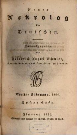 Neuer Nekrolog der Deutschen. 2,1, 2,1. 1824 (1826)
