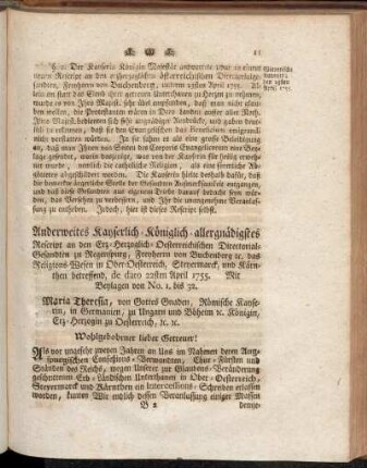 §. 2. Wienerische Antwort; den 23sten April 1755.
