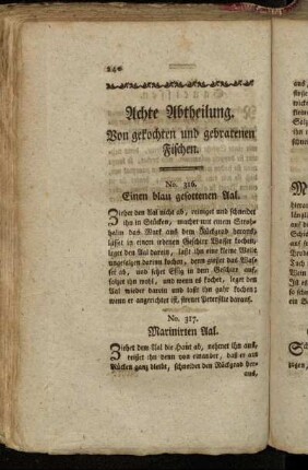 Achte Abtheilung. Von gekochten und gebratenen Fischen