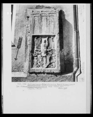 Wappengrabstein für Marx Zott, verstorben 1550