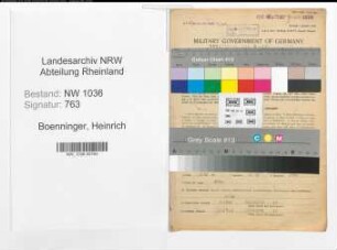Entnazifizierung Heinrich Boenninger , geb. 06.08.1898 (Steiger)