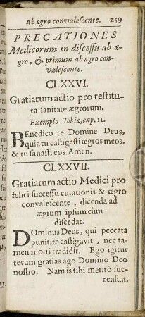 Precationes Medicorum in discessu ab ægro, & primum ab ægro convalscente.