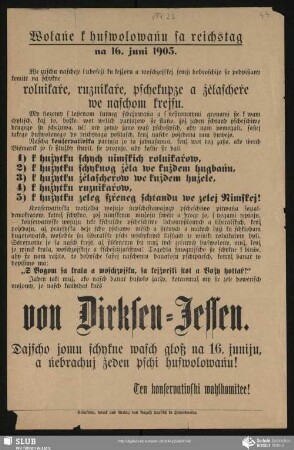 Wołańe k huswolowańu sa reichstag na 16. juni 1903