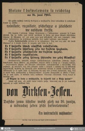 Wołańe k huswolowańu sa reichstag na 16. juni 1903