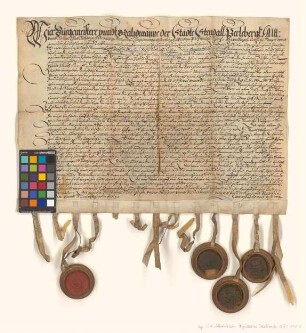 Altmärkische und prignitzsche Städte verschreiben sich Joachim Müllers Erben zu Lüchow über 700 Taler.
