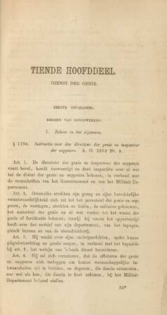 Tiende hoofddeel. Dienst der genie