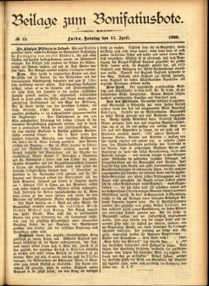 Zweite Ausgabe vom Sonntag, den 15. April 1900.