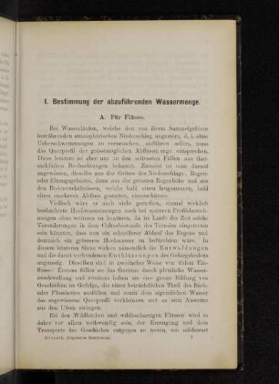 I. Bestimmung der abzuführenden Wassermenge.