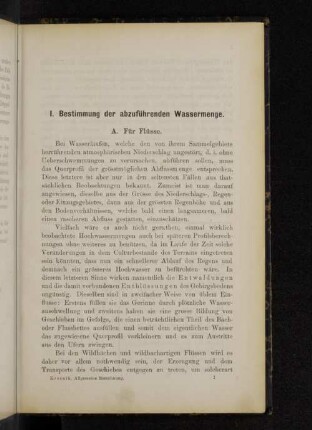 I. Bestimmung der abzuführenden Wassermenge.