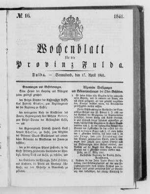 Nr. 16, Ausgabe vom 17. April 1841