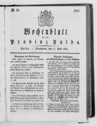 Nr. 16, Ausgabe vom 17. April 1841