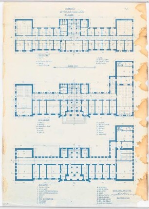 Herz-Jesu-Kloster, Leuven: Grundrisse des Ober-, Erd- und Kellergeschosses 1:100