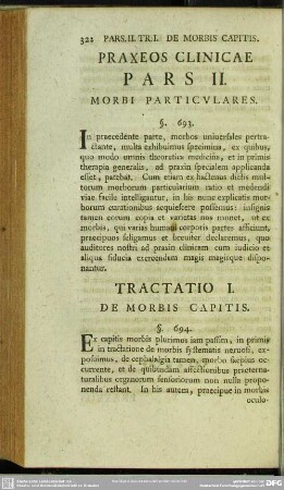 Praxeos Clinicae Pars II. Morbi Particulares