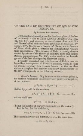 On the law of reciprocity of quadratic residues.