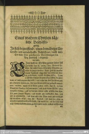 Eines wahren Christen tägliche Beschäfftigung