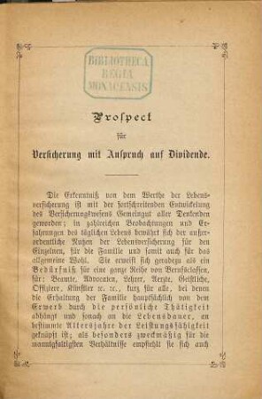Prospect für Versicherung mit Anspruch auf Dividende